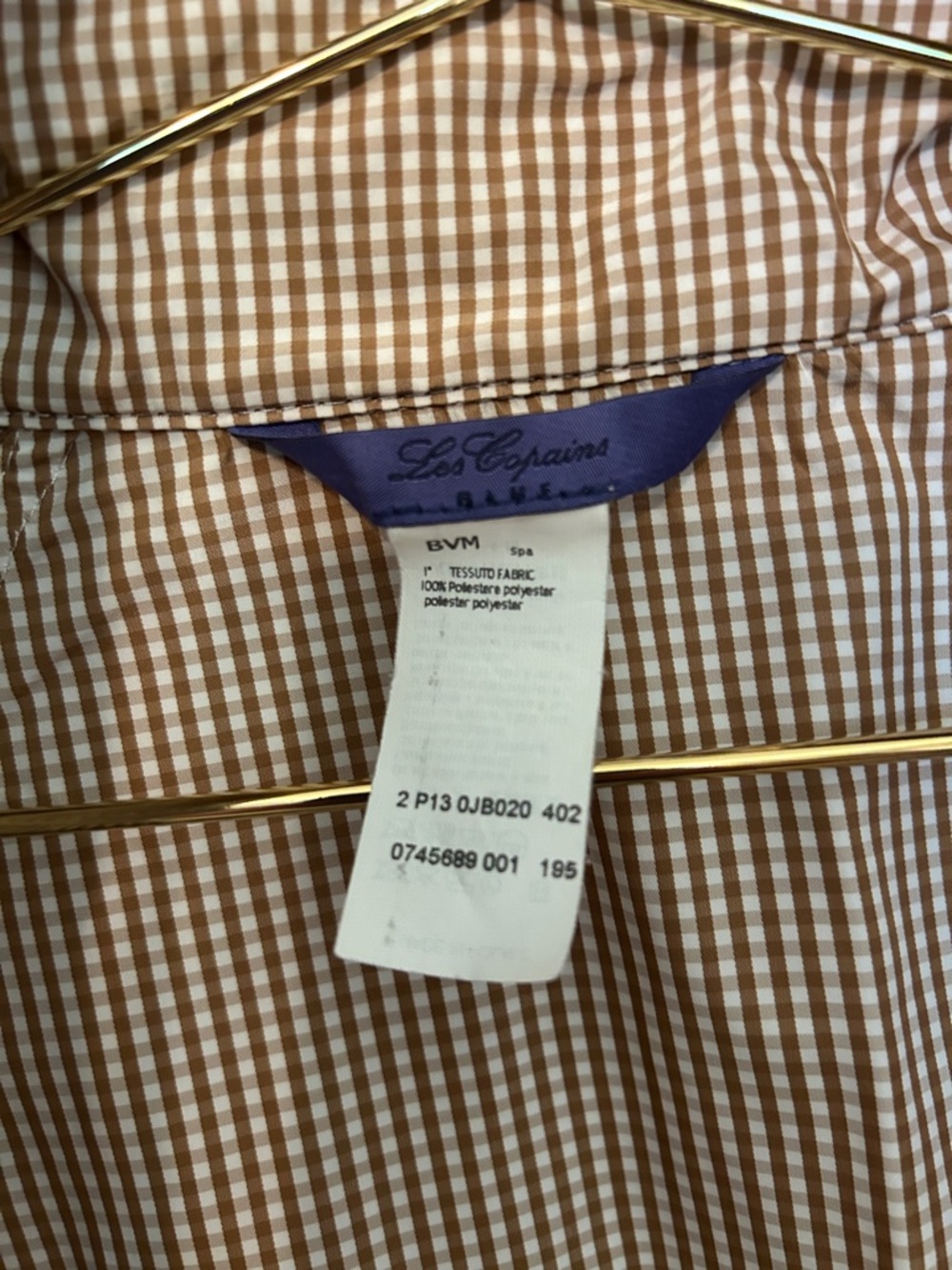 Les Copains BLUE RaincoatLightweight Checked Zip-Front Jacket in Brown and White - Picture 8 of 8